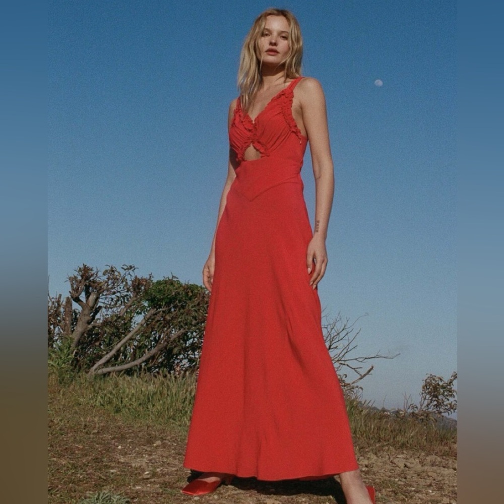Doen Red Maxi Dress with Cutout